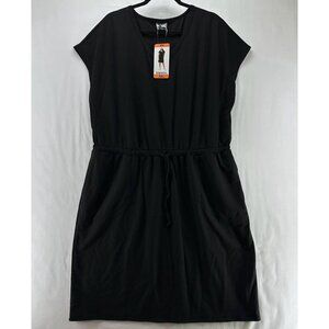 32 Degrees Cool Dress Size 2XL Soft Lux Cinched Waist Short Sleeve Black